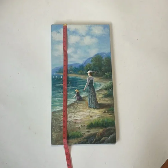 original oil painting signed B.Poulson artwork mother daughter beach - Picture 7 of 8